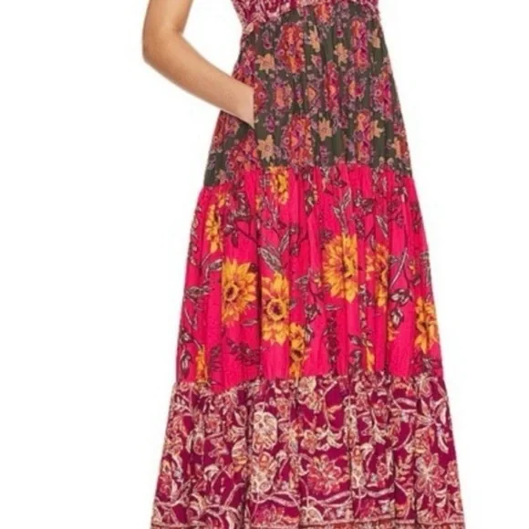 Free People Bluebell Maxi, Magenta Combo, Size Large - Picture 5 of 13